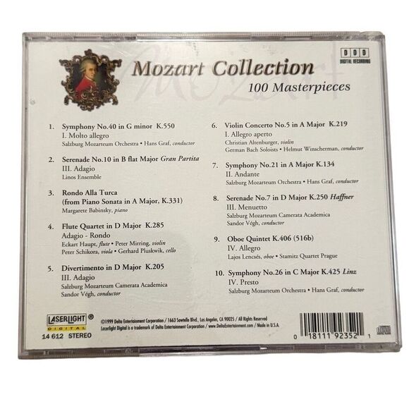 MOZART COLLECTION 100 Masterpieces CD 61 min AUSTRIA SALZBURG Vol. 2 - Picture 2 of 5